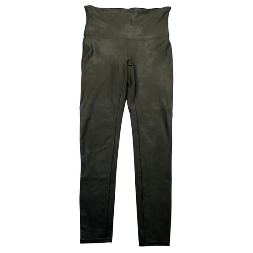 SPANX‎ Faux Leather Leggings Womens XL Olive Green Slimming Stretch Ankle